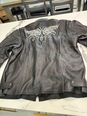 Xelement Women’s Black Leather Motorcycle Jacket Size L